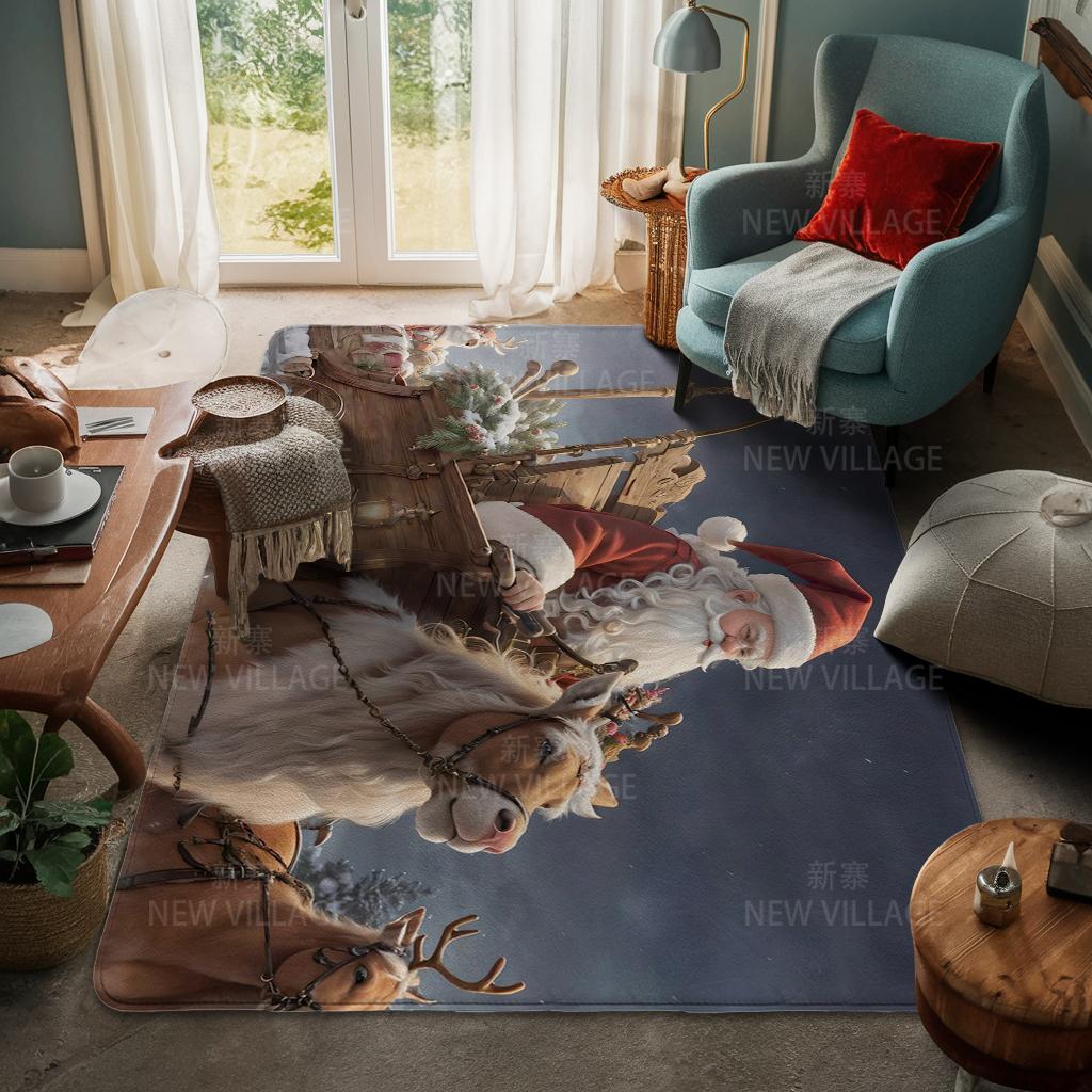 House Entrance Carpet Home Door Mat Living Room Bath Foot Bathroom Non-slip Water Absorption Rugs Bath Merry Christmas Winter