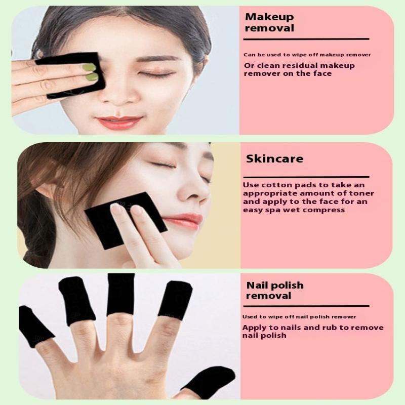 Bamboo Charcoal Wet Compress Cotton Pads 200Pcs Disposable Black Makeup Remover Pads Facial Skin Wipe Cleaning Cotton Pads