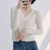 Outer knitted cardigan women's spring and autumn long-sleeved thin 1116 new high-waisted short V-neck slim-fit sweater jacket