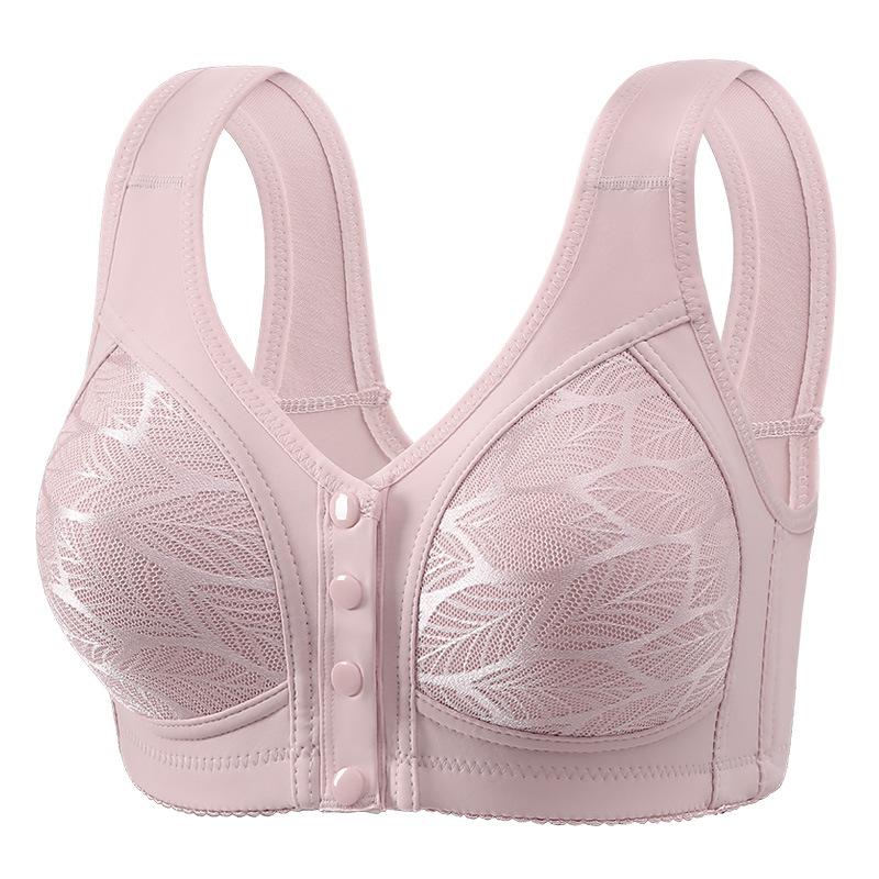 Front button plus size thin without steel ring gathering vest style bra fixed cup comfortable skin friendly middle-aged and elderly underwear