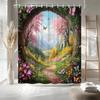 Enchanted Forest Shower Curtain Cherry Blossom Butterfly Jungle Mountain Nature Spring Scenic Garden Wonderland Fairy Tale