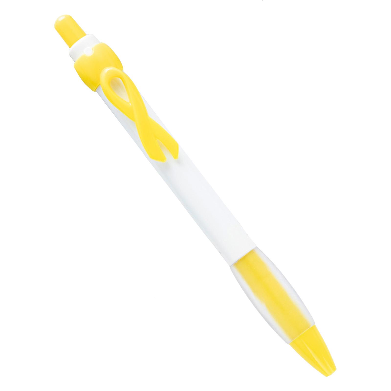 

20 шт. шариковая ручка с лентой для осведомленности и зажимом для ручки, выдвижная шариковая ручка для подписи, ручка для письма Smoohtly для офиса жёлтый