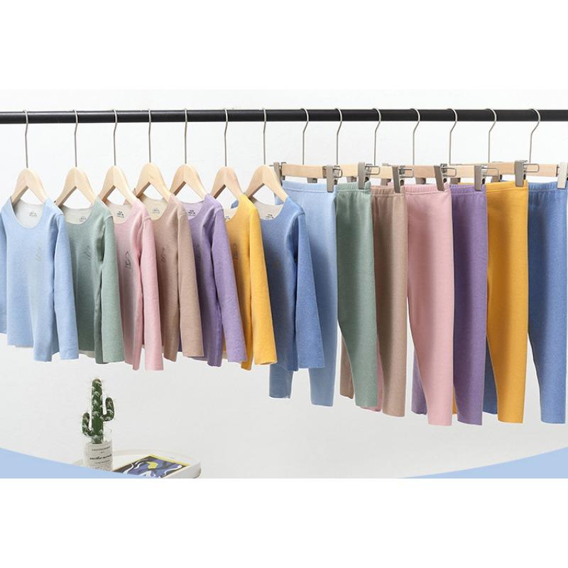 Double-Sided Kids Thermal Underwear Set - Brushed Fleece & Seamless Sides for Home & Base Layer | Warm 2-Piece Pajamas & Loungewear for Boys Girls