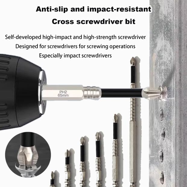 K5 Impact-Resistant and Non-Slip Bit, K5 Anti Slip Bit,Slideach Magnetic Screwdriver Bits, Anti Slip Ph2 Impact Driver Set, Slideach Magnetic
