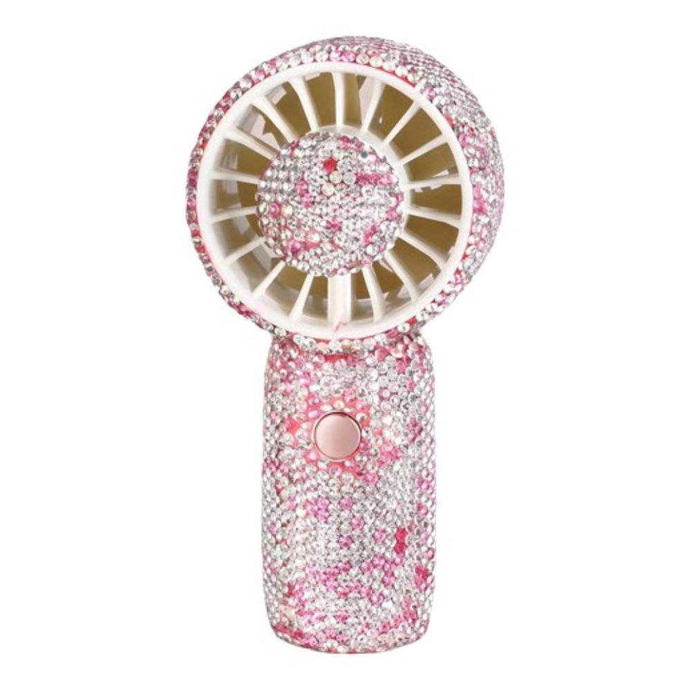Sparkling Mini Cooling Fan 3 Gears Portable Hand Fan Stylish Rhinestone Handheld Fan Office