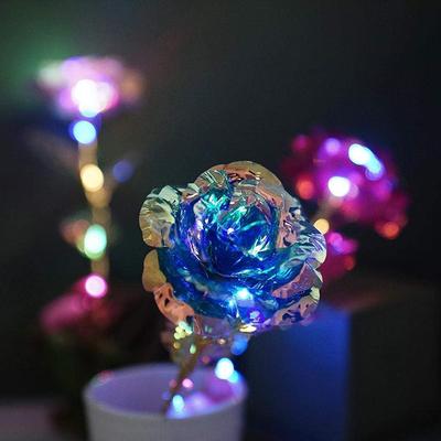 Roses LED Plaqué Feuille d'Or 24K Fleurs Artificielles Décoration de Mariage Cadeau Créatif pour Amoureux Saint-Valentin Fête des Mères