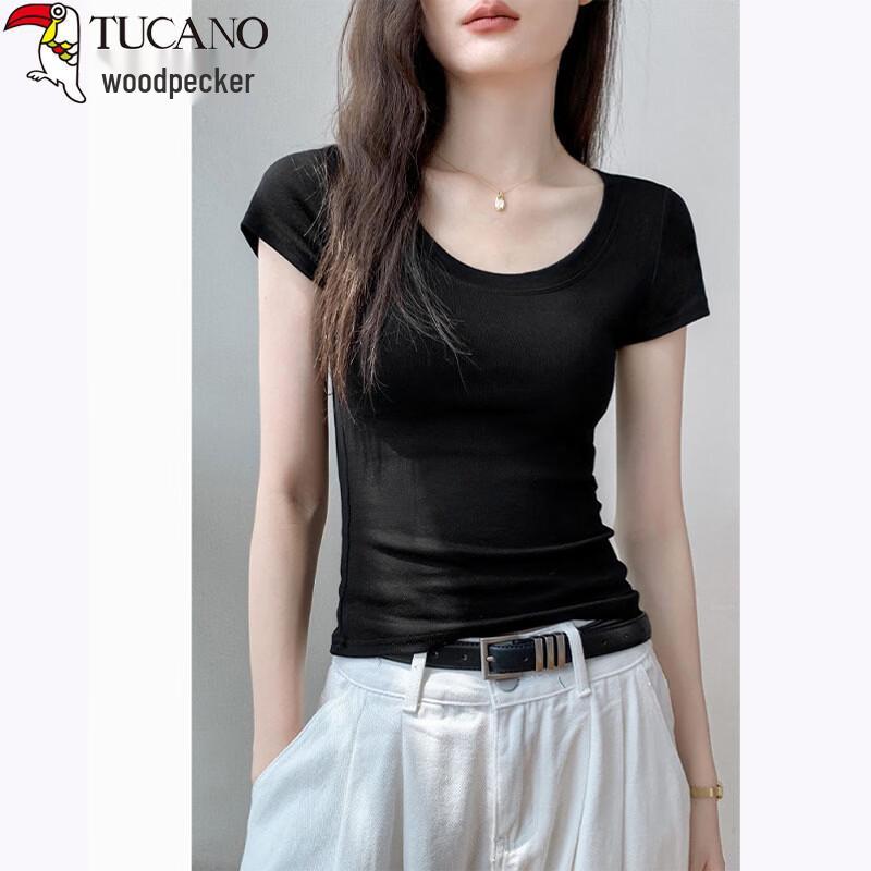 Women's Slim Fit U-Neck Cotton Short Sleeve T-Shirt