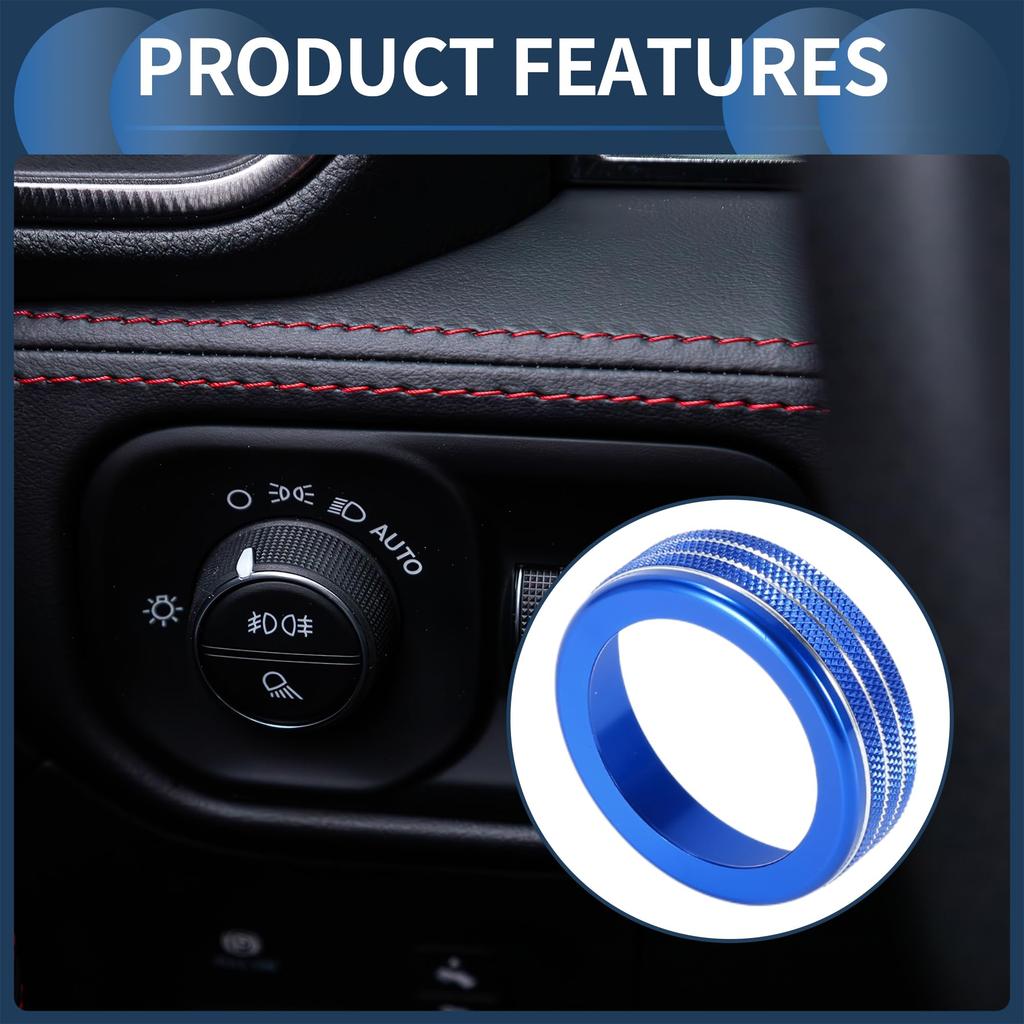 INFINAUTO Kryt knoflíku spínače světel a mlhových světel pro Dodge Ram 2018-2022 Interiérový polep Modrý 1 kus