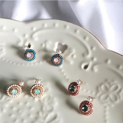 Women's 925 Silver Needle Swallow Cubic Petite Color Earrings