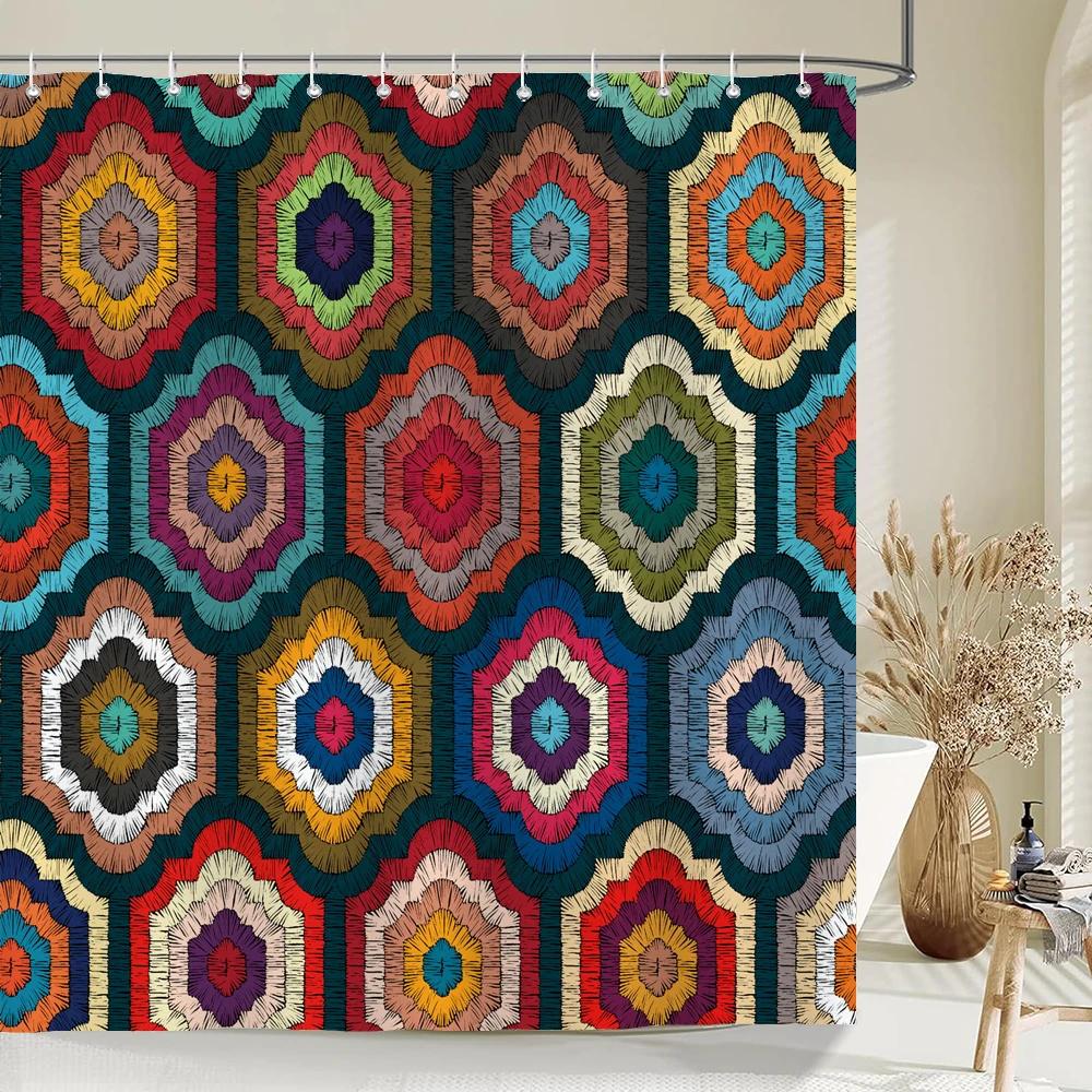 Colorful Bohemian Shower Curtain Boho Polyester Fabric Bath Curtain for Bathroom Curtain Decor Shower Curtains Cortina Ducha