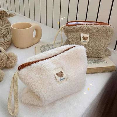 Minby Wool Teddy Bear Label Poggle Square Pouch