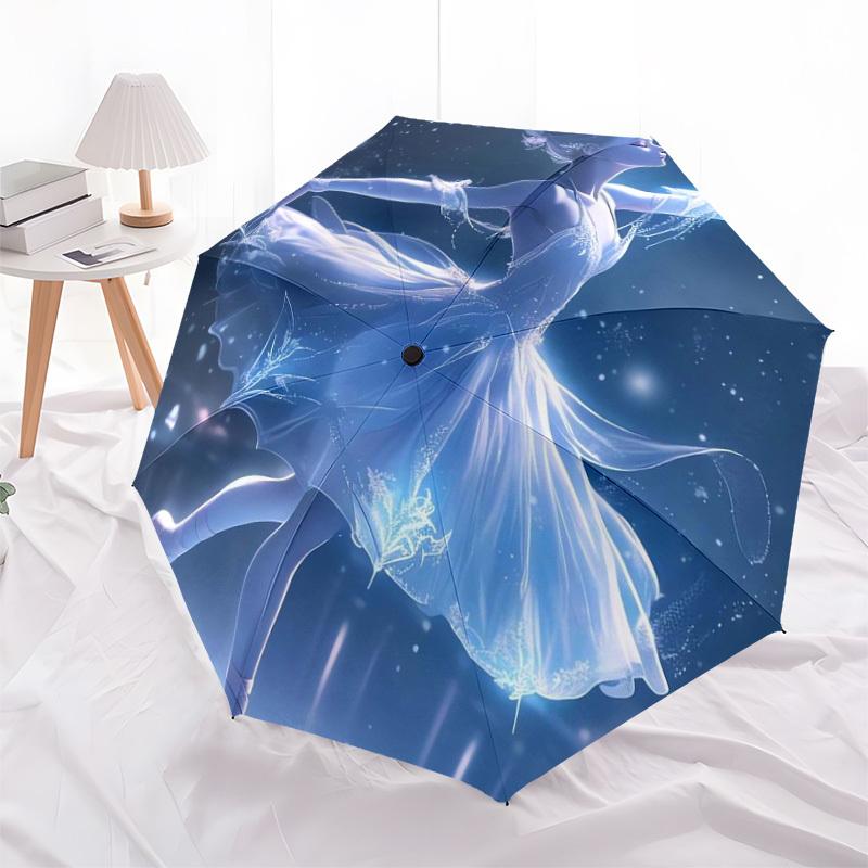 1pc Ice Princess in Winter Wonderland Umbrella with Plastic Handle,Suitable for All Seasons Home Travel Outdoor UmbrellaDD068
