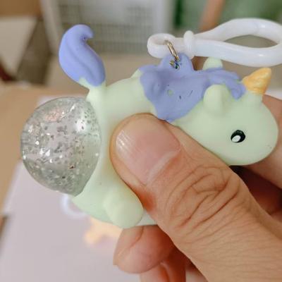 Squeeze Ball Keychain Soft Elastic TPR Decompression Toy Cute Animal Shape Pinchable Stress Relief Portable Anxiety Reducer Decoration