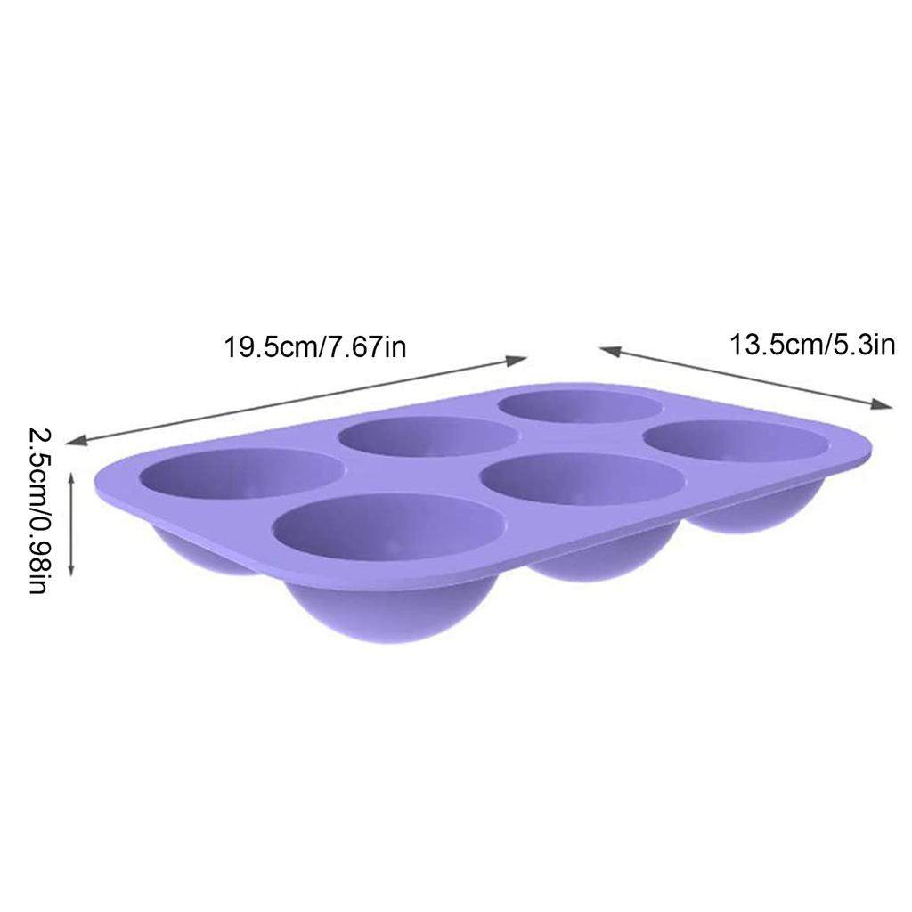 Semi Sphere Silicone Mold 6 Holes Half Sphere Baking Mold for Chocolate Fondant Ice Cube Cake Decoration Purple