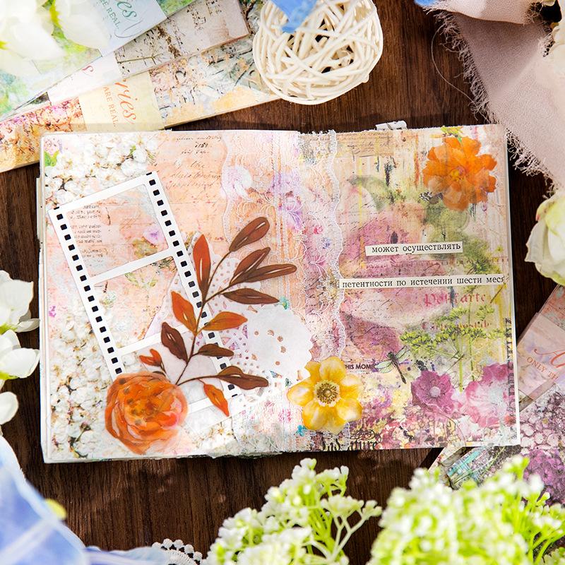 30 Pcs Vintage Flowers Material Paper Decorative Diary Album Scrapbooking Background Paper DIY Hand Made Junk Journal Supplies