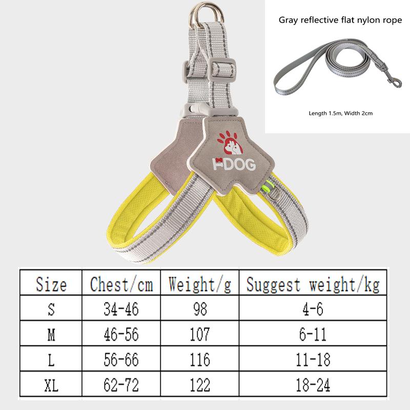 Pet leash Y-shaped dog chest strap reflective adjustable vest type explosion-proof small and medium-sized dog walking leash M жёлтый