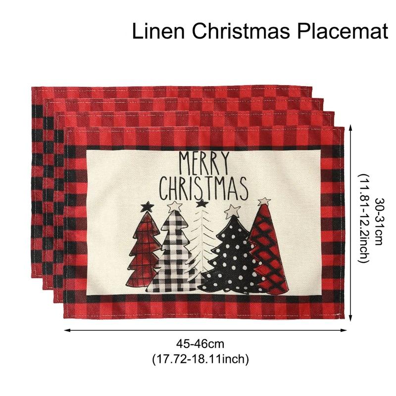 1PC Linen Christmas Placemats Tableware Mat Christmas Decorations For Home Kitchen 2024 Xmas Navidad Noel NewYear Table Decor