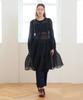 L By L Black Organza See-Through Button Long Dress