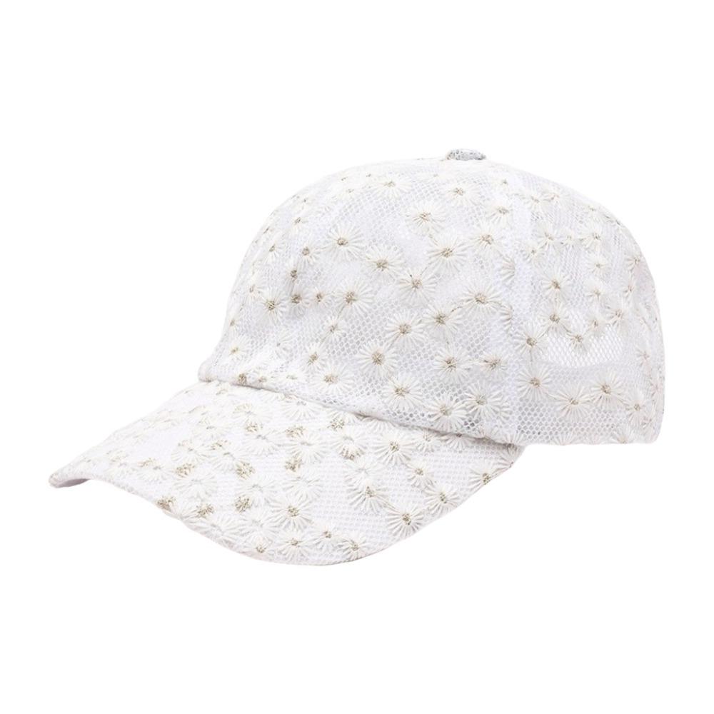 Breathable Visors Cap Adjustable Mesh Peaked Hat Casual Flower Baseball Cap  Women белый
