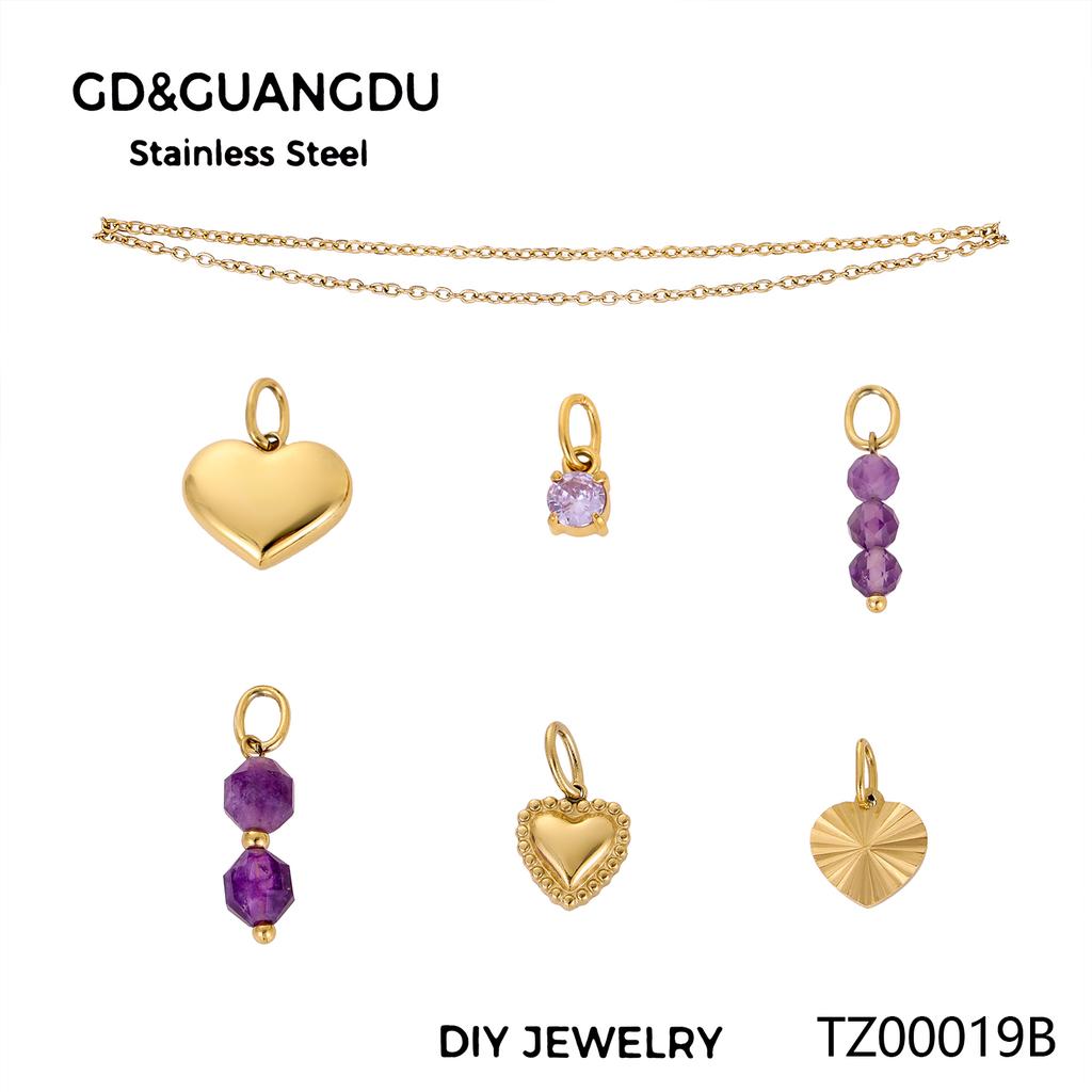 CARLIDANA Custom Jewelry Heart-shaped Tassel Stainless Steel Pearl Charms Set Creative Personality Chain Necklace for Women