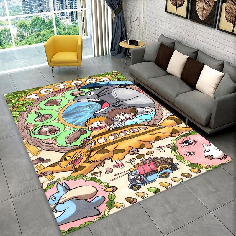 Classic T-Totoro Cartoon Cute Carpet Rug for Playroom Bedroom Living Room Sofa Home Decor,kid Area Rug Non-slip Floor Mat Gift