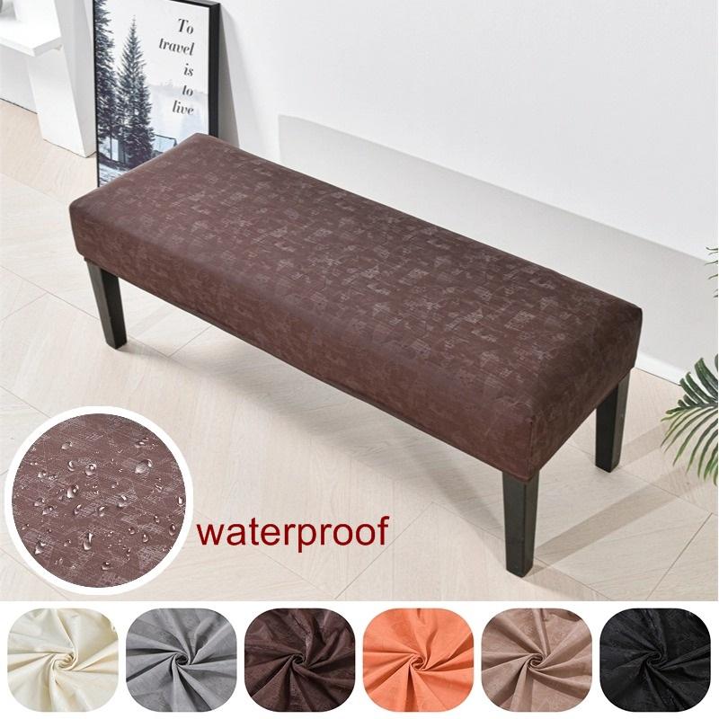 1pc Jacquard Long Bench Cover Entrance Stool Ottoman SlipCover Stretch Spandex Piano Stool Cover Furniture Protector Case PU