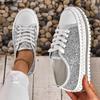 Comemore Women's Casual Shoes Flat Bottom Rhinestone Lace-up Sneakers for Women Spring Autumn Pltatform Sports Board Shoe Female