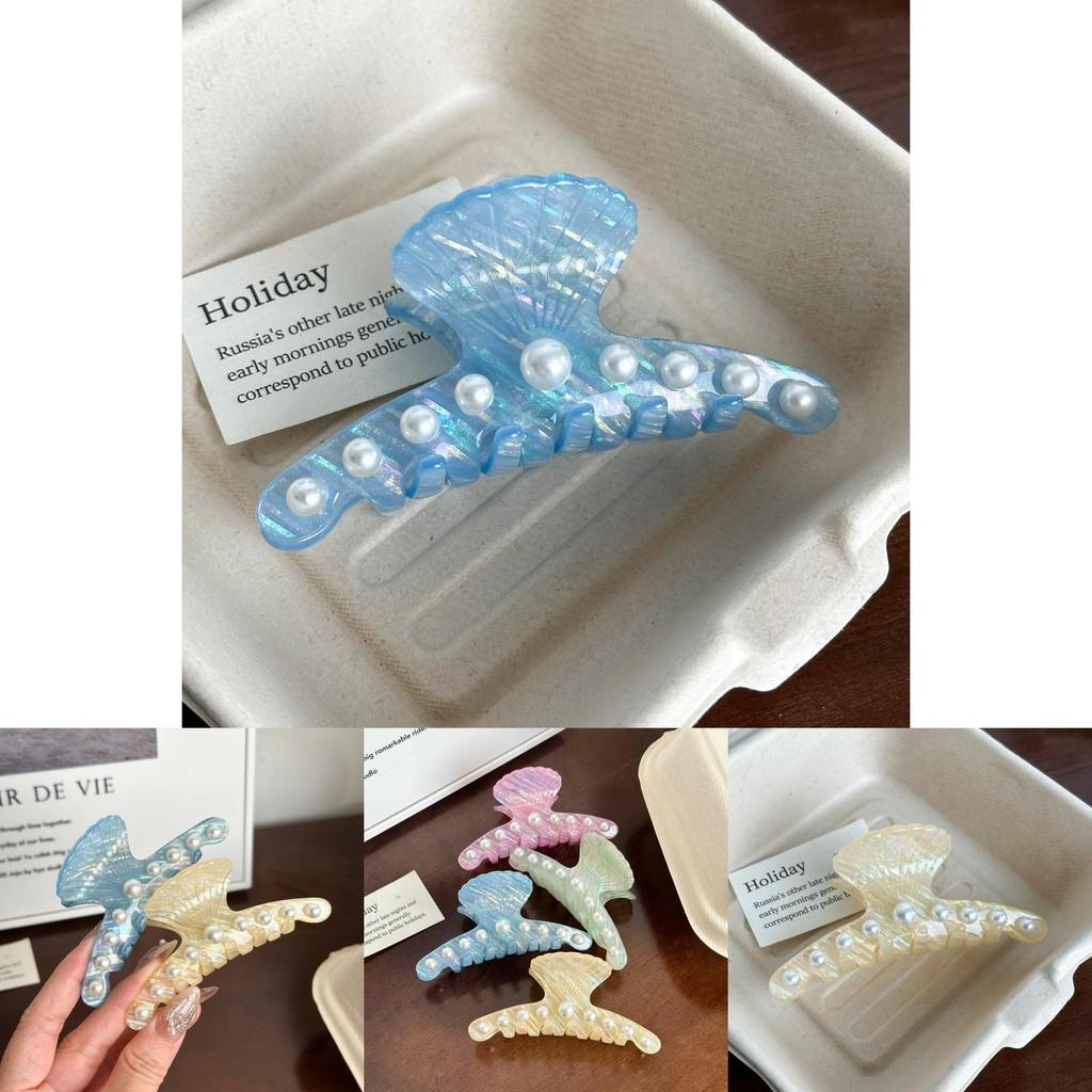 Elegant And Trendy Pearl Accent Acetate Claw Clip For Stylish Women's Hair Accessories