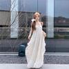 Seaside vacation wind beach halter neck dress children spring and summer new models with chest pads pure desire hollow mid-length dress