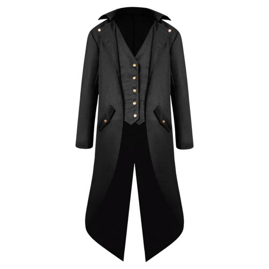 Gentleman Tailcoat Solid Color Long Sleeves Gothic Outerwear Single Breasted Split Tuxedo Coat for Halloween
