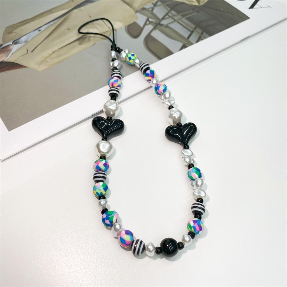 Adorno colgante colgante con cuentas de amor, cadena para teléfono móvil, funda para teléfono móvil