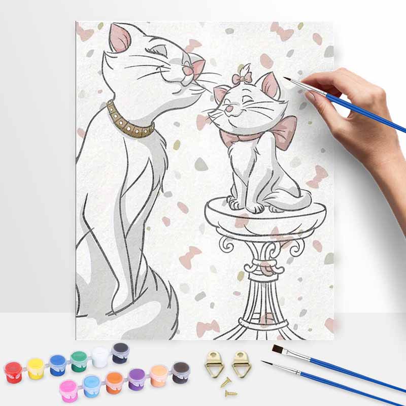 Disney Aristocats Marie oil painting digital painting art kit handmade diy painting home decoration gift 20x30cm