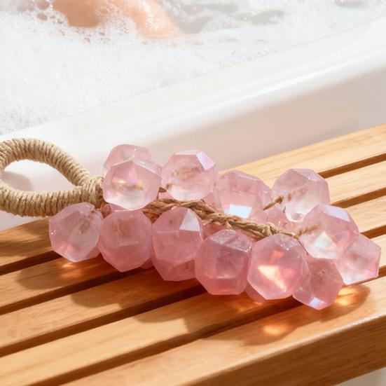 Grape Soap On Rope Handmade Translucent Fruit Shaped Soap Decorative Bathroom Travel Hanging Soap for Shower Sink
