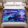 Neon Abstract Theme Soft Blanket Personalized Custom Name Text Print Warm Blanket Home Sofa Bedroom Decor