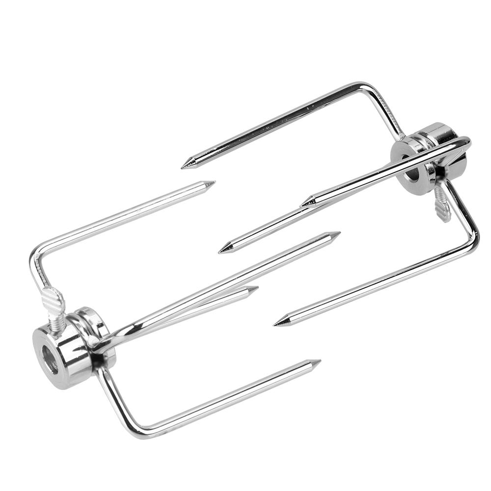 2pcs/set Charcoal Chicken Grill Rotisserie BBQ Forks Rotisserie Meat Fork Stainless Steel BBQ Forks