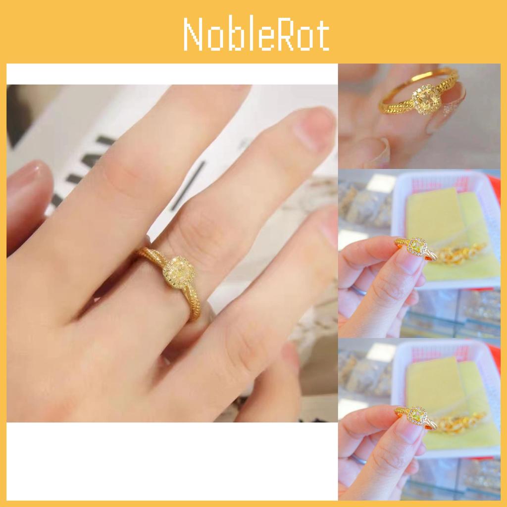 And Stylish Minimalist Open Design Square Sugar Yellow Crystal Ring For Women Gold Jewelry