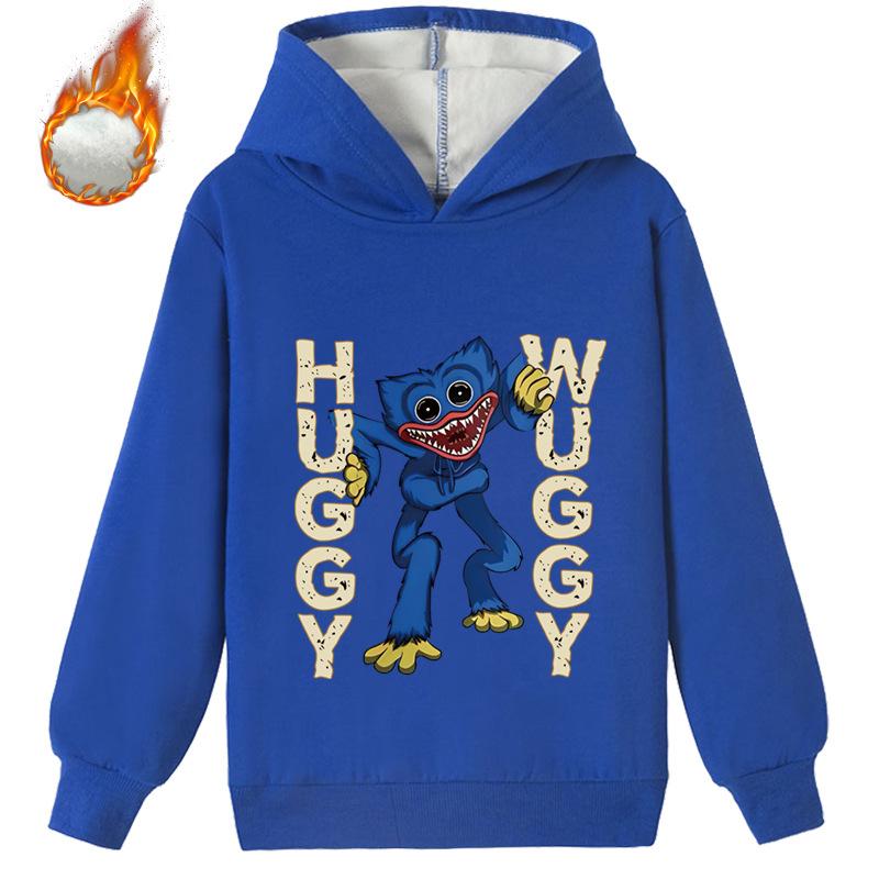 Velvet Fabric Kids 3D Hoodie Huggy Wuggy Pullover Poppy Playtime Children Warm Sweater
