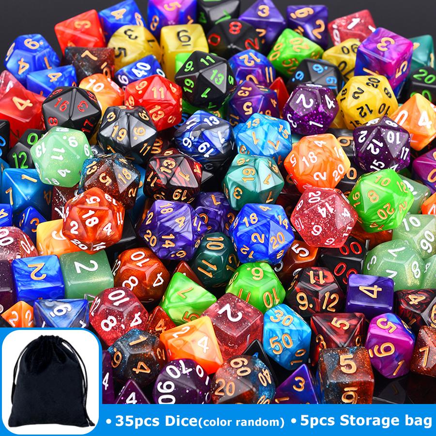 Sada polyedrických kostek 28-49 ks s černou úložnou taškou Barevné číslo Polyedrické kostky RPG D&D Hry na hrdiny Příslušenství