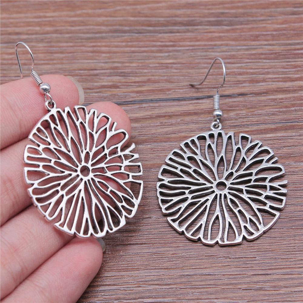 Hängeohrring Pflanze Blume des Lebens Minimalistischer Schmuck Komponenten Ohrringgröße 18x19mm QE020