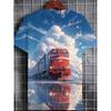 Large Men's Train Pattern 3D Printed Men's Round Neck Short Sleeved T-shirt Summer Fashion T-shirt Casual Comfortable Versatile Top
