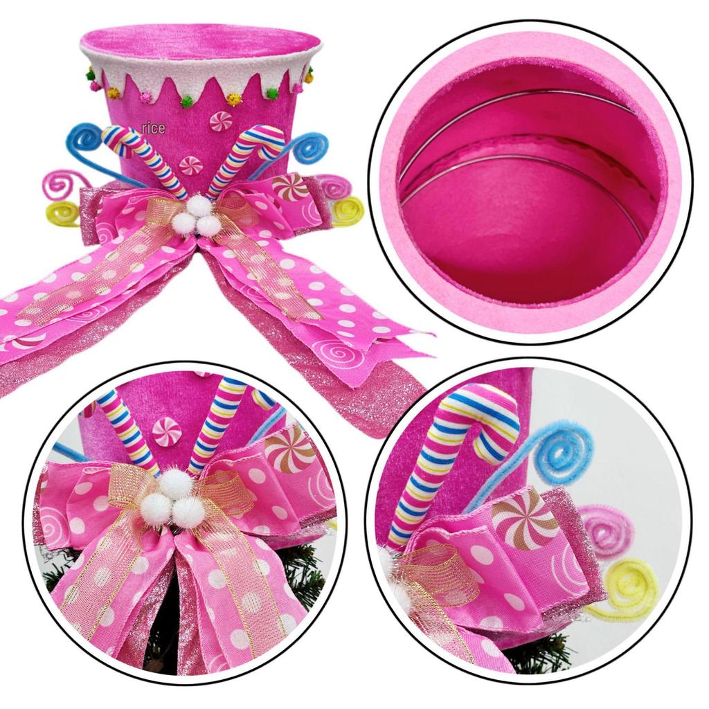 Foldable Pink Candy Cane Tree Topper Hat