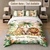 Wildlife Animals Theme Custom Text Or Name 3Pcs Bedding Set 1 Flat Sheet & 2 Pillowcases Personalized Home Bedding