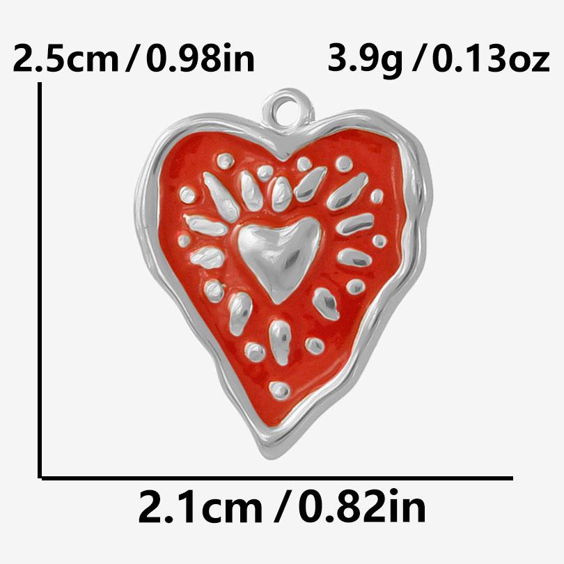 2 Stück Roter Emaille/Strass Liebe Anhänger Edelstahl Herz Charm Für Schmuckherstellung Zubehör Großhandel Steampunk Öl Tropfen Charms