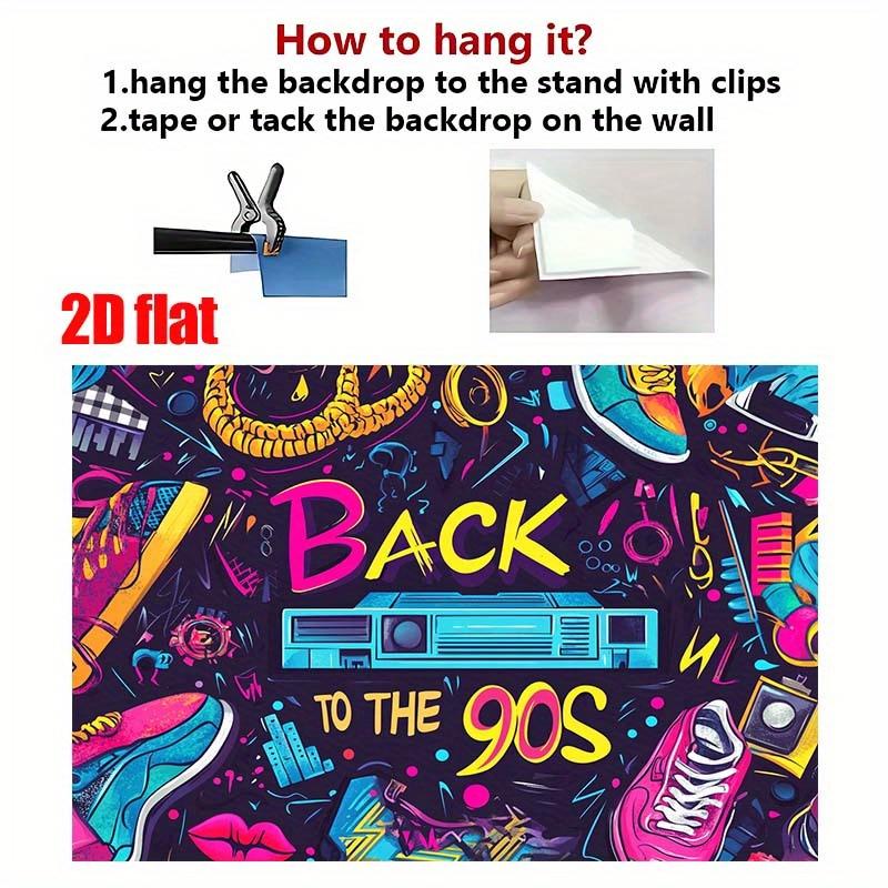 2D Plane, 1 Piece of Retro 90s Party Backdrop Banner, Suitable for Photo Booths and Nostalgic Events, Disco Party Decoration