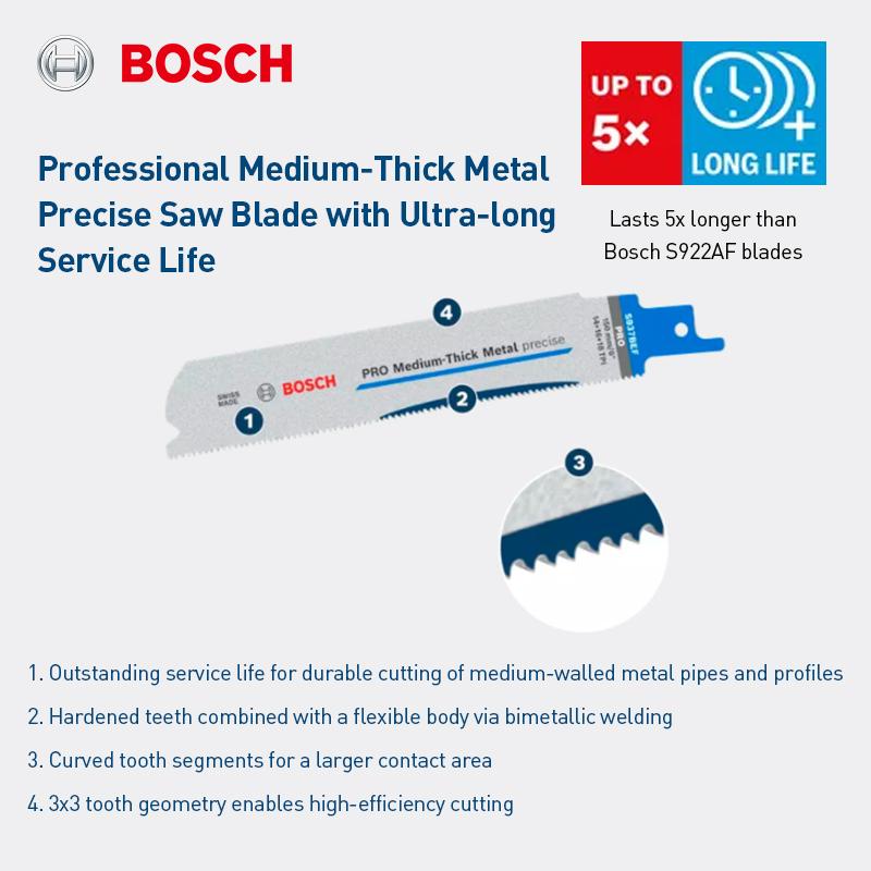 Bosch Saw Blades Pro Medium-Thick Metal Precise Reciprocating Saw Blades