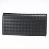 Bottega Veneta Long Black Intrecciato No Coin 120697 1000 Made in Genuine Leather Men's Wallet, Leather, Purse, V47W1, Count, Italy, [Used]