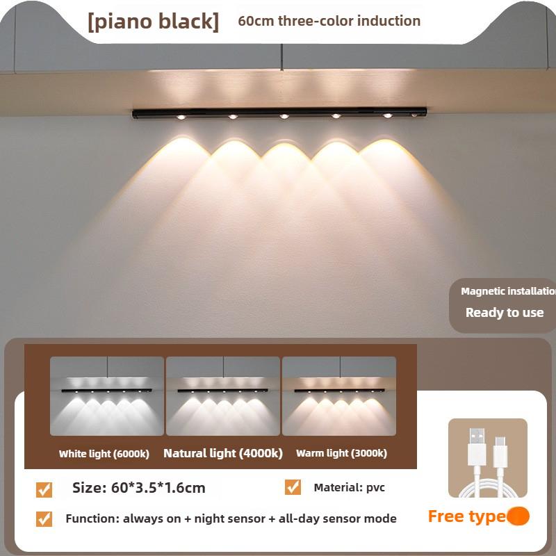 Motion-Activated LED Cat's Eye Hill Strip Light Hole-Free Charging Smart Night Light Strip