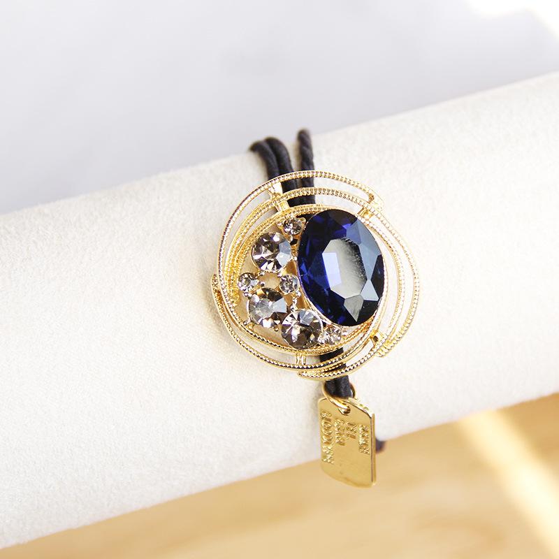 Vintage Elegant Crystal Hollow Metal Hair Rope Scrunchies Women Girls Elastic Tie Hair Rubber Bands Holder Accessories Headdress