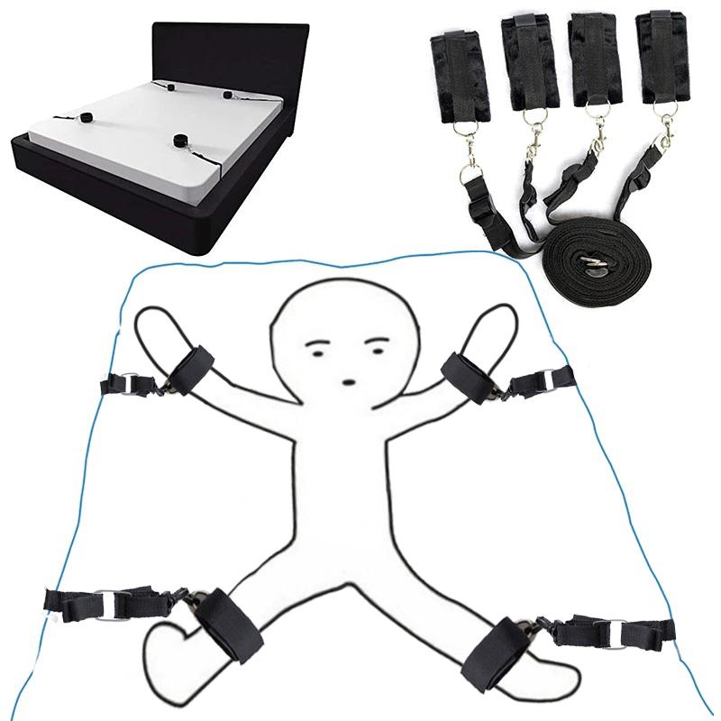 BDSM Erotic Bandage Accessories For Sex Woman Plus Size Lingerie Adjustable Handcuffs And Anklets Bed Sex Toys Products Exotic