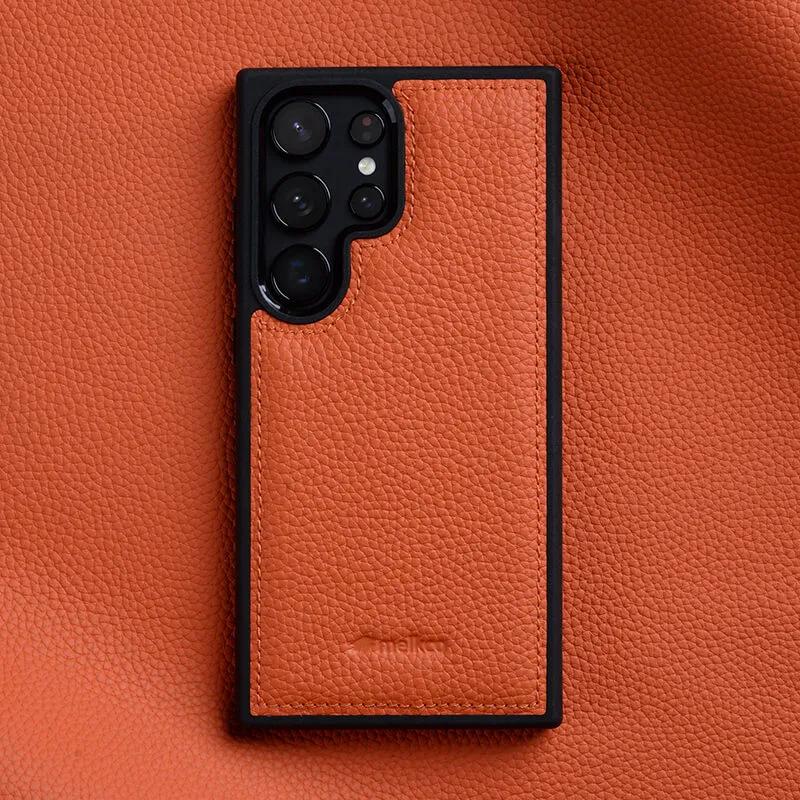 

Melkco Real Leather Phone Case For Samsung Galaxy S25 Ultra S24 S23 Plus 5G Edges Protective Natural Cowhide Shockproof Cover S25Ultra помаранчевий